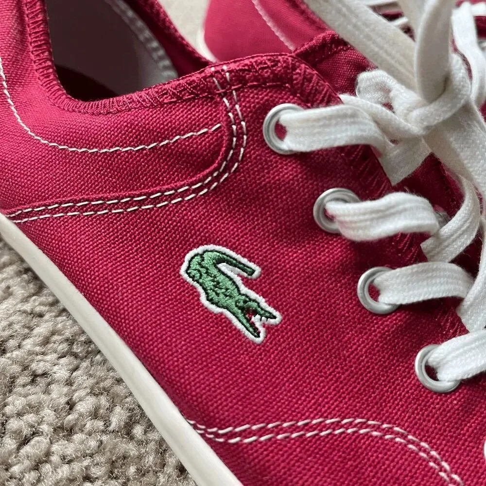 Lacoste Sport Red Canvas Sneakers Croc Logo Newton 9.5 Preppy Casual